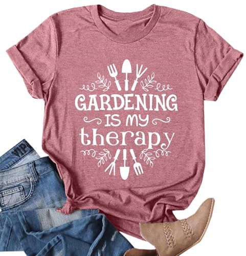 SUWATOIN Womens Garden Shirts Plant Lover T Shirt Gardening Graphic Tee Gardener Gift Tops Pink