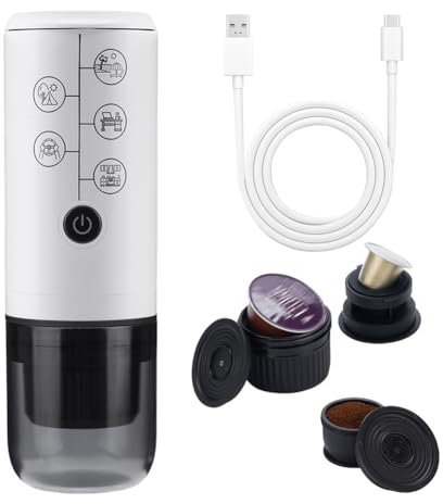Fiorky Machine à expresso électrique portable, machine à café à expresso électrique 2 en 1, cafetière sans fil multifonctionnelle cafetière voiture pour la cafetière RV Travel pour camping