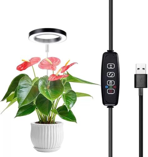 Grow Lights for Indoor Plants, Full Spectrum Plant Light for Indoor Plants, Height Adjustable Halo Grow Lights with Base, Auto Timer 3/9/12Hrs, 3 Optional Spectrums, 10 Brightness, 7-21 Height Adjus