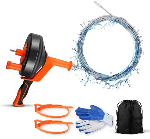 Desatascador Tuberias Espiral 10 m - Espiral para Desatascar Tuberias Automática, Desatascador Tuberias Profesional para la Limpieza de Tuberías, Respetuoso con el Medio Ambiente