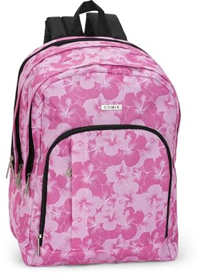 COMIX, ZAINO ORGANIZZATO ALLOVER HIBISCUS Unisex-Bambini e ragazzi, Rosa, M