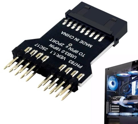 Motherboard to Double 9 Pin USB 2.0 Splitter Adapter, Port Multiplier HUB Connector for Water Cooling Equipment, PC and Computer Accessories, 1.57x1.18x0.2 inches