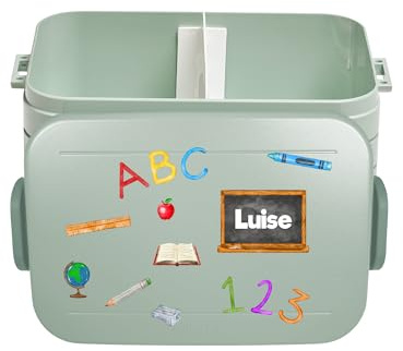 Mepal Lunchbox Take a Break personalisiert ABC, Brotdose mit Trenneinsatz, Lunch Box mit Name, Bento Box Trennsteg zur Einschulung Midi Mint