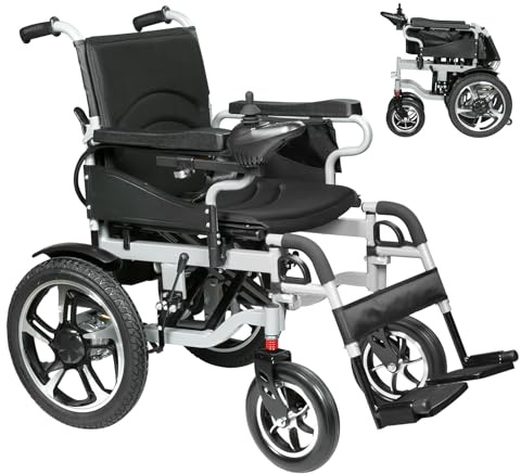 Fauteuil roulant électrique pliable pour adultes - Pour personnes âgées - Moteurs de 500 W - Portée de 12 miles - Compact et rechargeable - Charge maximale : 100 kg