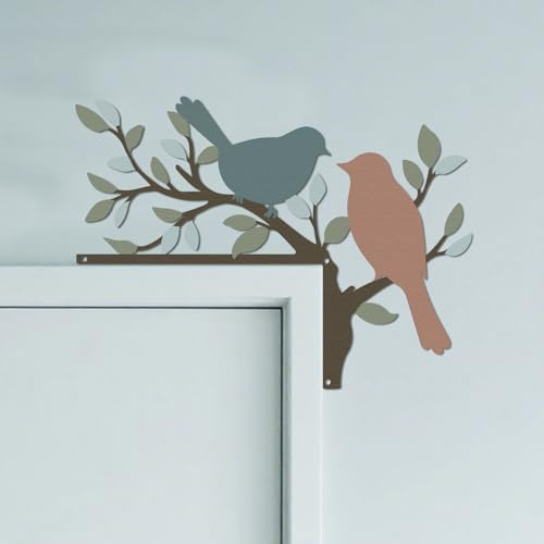 CUTHOLLOW Vogel und Zweig Türrahmen Deko Metall Wanddeko | 25x25cm Türrahmen Schild, Tür Deko, Wanddeko Tür, Hängende Fensterdeko, Metall Dekoschild für Zuhause & Büro