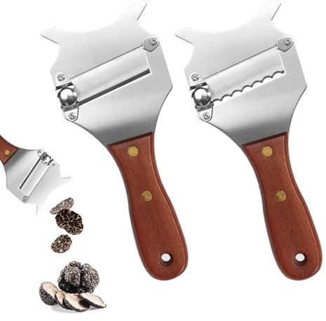 HFDONGL Trüffelhobel 2 Stück Käsehobel Verstellbarer Käseschneider Trüffelhobel Profi Trüffelreibe Flach und Sägezahn Cheese Slicer Gourmethobel Set für Trüffel Schokolade Käse