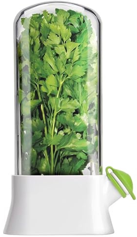 Correa Herb Saver Container Anti-Crush Eco-Fresh Cup Vegetable and Herb Fresh-Keeping Cup with Water Reservoir Case White