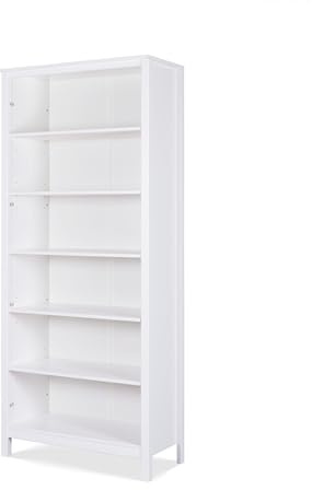 KHG Bücherschrank Landhausstil weiß Massivholz Kiefer-Echtholz Schrank Regal offen 5 Fächer