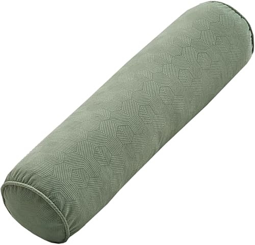 JORTUIO Nackenkissen Rollenkissen Nackenrolle mit Bezug,Nackenrollekissen Zylinderkissen Rückenstütze Kissenrolle Abnehmbar Rohrkissen Dekokissen für Betten und Sofas YOG(Grün,15x60cm/6x23.6in)