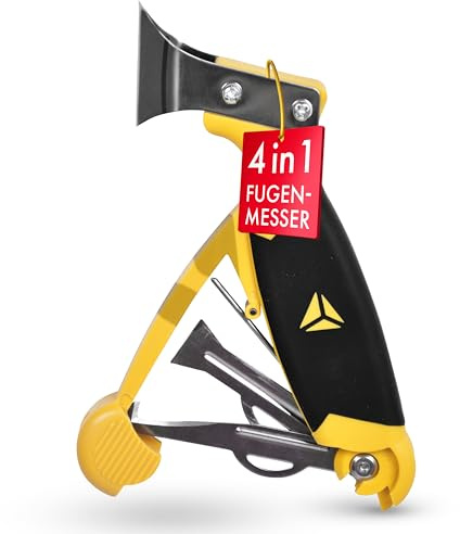 BROSZIO FUGENMESSER 4 IN 1 – Silikonentferner mit Klinge & Spatel | Fugenhaken und Stecher – Abzieher zum Entfernen von Silikon, Acryl und Klebstoffresten