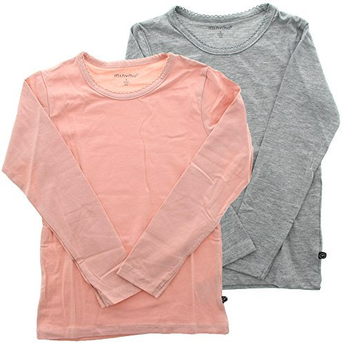 MINYMO Mädchen Basic 35 -T-shirt (2-pack) Bluse, Rosa, 104 EU