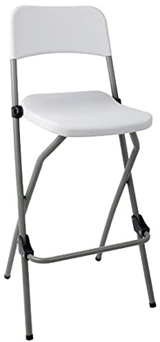 Bolero. 2 Taburetes altos, plegables, portátiles de alta, con asiento de plástico y marco de acero inoxidable, para la cocina.