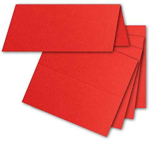 FarbenFroh by GUSTAV NEUSER 50x Tischkarten in Rot - 4,5 x 10 cm - blanko - Doppel-Karten - als Platzkarten und Namenskarten für Hochzeit und Feste