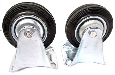 3 (75mm) Rubber Fixed Castor Wheels Trolley Furniture Caster (2 Pack) RM006