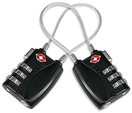 Serrures à bagages TSA, cadenas de sécurité à 3 chiffres, cadenas à combinaison, code de verrouillage pour les valises de voyage valise sac de bagages etc.(Noir 2 pièces)