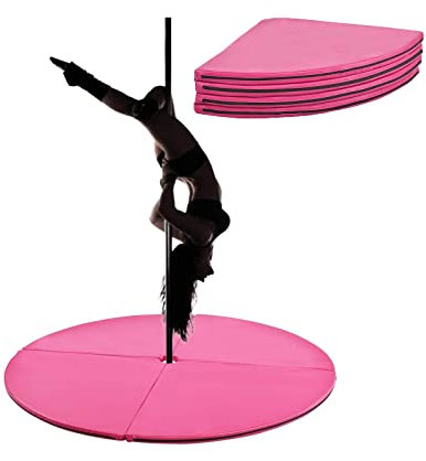 COSTWAY Tapis de Pole Dance et Gymnastique, Protection avec Fermeture Auto-Agrippante, PVC, Amovible, Diamètre 150 cm x 5 cm (Rose)