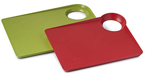 Zeal Kitchen Chopping Board with Non-Slip Base, Set of 2 (Lime 39cm/Red 34cm)