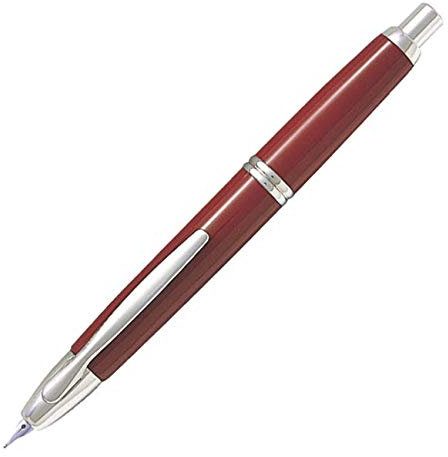 Füllfederhalter, goldfarben, einziehbar, Pilot Capless, Rot, rhodiniert, Feder Gold, Breite (B) – hergestellt in Japan