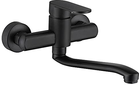 HomeLava Küchenarmatur Wandmontage Einhebelmischer Wasserhahn Küche Wandarmatur Armatur Retro Schwarz