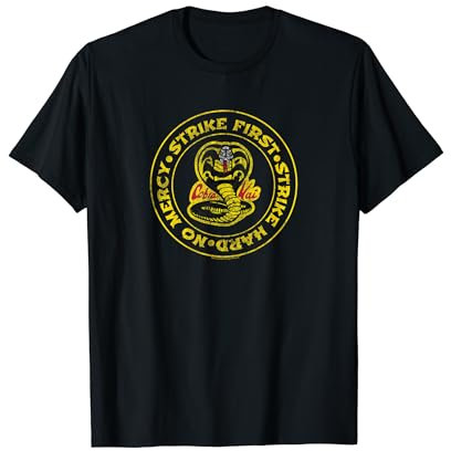Cobra Kai Schlag zuerst zu Kreis Logo T-Shirt