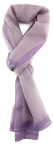 TigerTie Damen Chiffon Halstuch in violett flieder lila mit Bordüre - Größe 160 cm x 36 cm