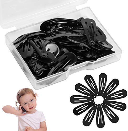 AvoDovA 50PCS Pinces à Cheveux Fille, 3CM Enfant Barrettes à Cheveux en Métal, Épingle à Cheveux Femme, Snap Barettes BB, Accessoires de Cheveux, Barettes des Cheveux pour Fille Enfant Bébé (Noir)