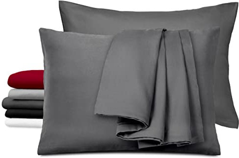 2er-Set Satin Kissenbezug 40x80 cm Dreamzie - 100% Baumwolle Oeko-TEX - Kopfkissenbezug 40x80 cm Dunkelgrau - Kissenhülle 2X - Wohltaten für das Haar