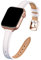 SUNFWR Kompatibel mit Apple Watch Armband 38mm 40mm 41mm,Echtes Ersatz Lederarmband,Schlank und Leicht Armband für die iwatch Serie Ultra/8/7/6/5/4/3/2/1,SE(Weiß&Roségold)