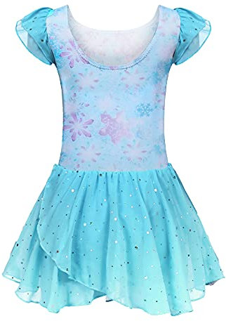 trudge Kinder Ballettkleidung Mädchen Ballett Kleid Kurzarm Ballett Trikot Ballettanzug Tanzkleid Tanzbody aus Baumwolle mit Chiffon Rock Tütü Muster 7 130