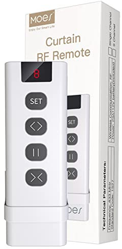 MOES Controlador Remoto 9 Canales RF433 para controlar el Interruptor de Cortina WiFi Módulo de persianas enrollables RF, Alimentado por batería, emisor de Accesorios de Cortina