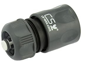 CS Schnellverbinder 1/2 Zoll für die Gartenbewässerung mit CS Perlschlauch/Gartenschlauch/Schwitzschlauch/Bewässerungsschlauch (Schnellschlauchstück Wasserstop, Grau/Schwarz)