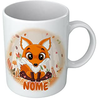 Tazza Bambino Animali - Nome Personalizzabile - Volpe - Animali Selvatici - Tazze con Nome - Bambino - Idea Regalo