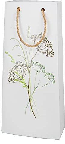 GILDE Deko Gefäß Handtasche aus Keramik - Deko Wohnzimmer - für Kunstblumen Tockenblumen getrocknete Gräser - weiß Höhe 32 cm