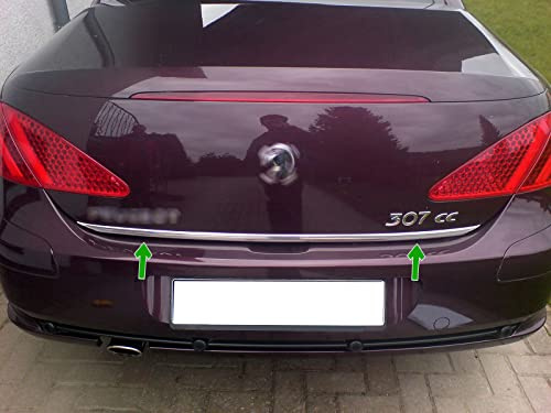 Lista trasera porton cromada embellecedora válida para PEUGEOT 307 CC | 2003-2008, Moldura trasera de maletero Porton trasero