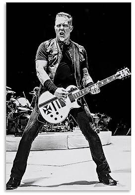 UMCHU James Hetfield Black White Poster Dekorative Malerei Leinwand Wandkunst Wohnzimmer Poster Schlafzimmer Malerei,Wandkunst Bilddruck Moderne Familienzimmer Dekor 08x12inch(20x30cm)