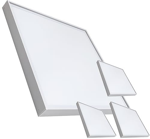 LED ATOMANT Lot de 4 Kit Pose en Saillie + Panneau LED 60x60cm 48W, CCT (Sélecteur de Couleur Blanc Chaud, Neutre et Froid), 5000 Lumens, Driver inclus