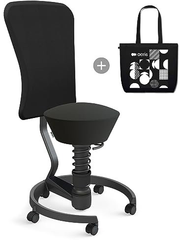 aeris Swopper – Hocker mit Lehne – Bürohocker höhenverstellbar – Schreibtischstuhl gegen Rückenschmerzen – Ergonomischer Bürostuhl und Sitztrainer, Feder Low