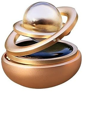 Neue Solar Interstellar Doppel-Ring Rotierenden Hängenden Aromatherapie Klimaanlage Outlet Parfüm Ätherisches Öl Diffusor Medaillon (Color : Gold)