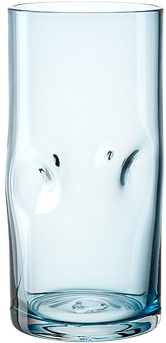 LEONARDO Vesuvio Trinkglas - Becher aus hochwertigem Glas in organischer Form - Inhalt 330 ml - Handgemacht - Spülmaschinengeeignet - Wasserglas in Farbe blau