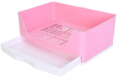 Folpus Lapin Litière Toilettes Fond Antidérapant Nettoyage Facile Tiroir Portable Design Bunny Potty Pan pour Hamster Pet Supplies - Rose