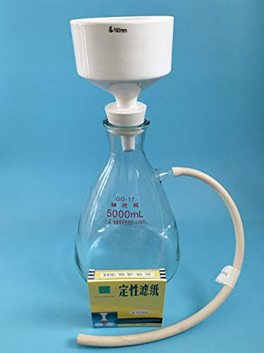 DONLAB GGC5000 5000ml Suction Filtration Kits, 150mm OD Porcelain Buchner Funnel, Heavy Wall Flask, 0.06Mp Vacuum Suction Filter
