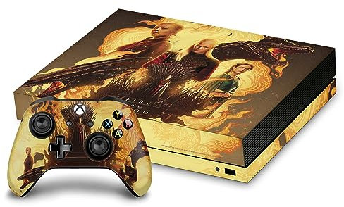 Head Case Designs Offizielle House of The Dragon: Television Series Feuer Und Blut Siegel Und Charaktere Vinyl Haut Gaming Aufkleber Abziehbild kompatibel mit Xbox One X Console and Controller Bundle