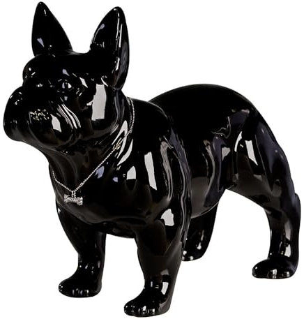 Casablanca Design Skulptur Französische Bulldogge schwarz 28x33cm Keramik Wohnzimmer Skulpturen Deko Modern