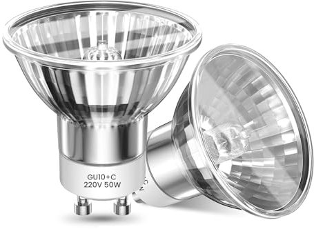 Luxvista 50W GU10 Wax Melter Bulb, Dimmable GU10+c 230V Spot Light Bulb, Spotlight Bulbs 2 Pin Warm White 2700K, GU 10 Downlight Bulbs for Wax Burner, Recessed Ceiling Light, 2-Pack