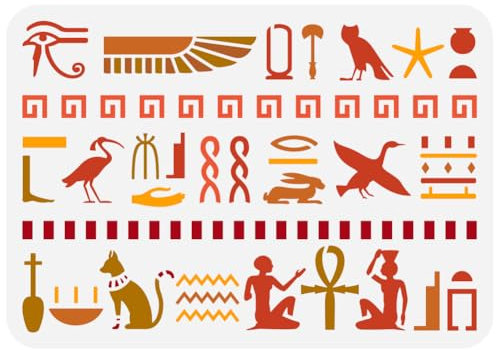 FINGERINSPIRE Ägyptische Hieroglyphen Malschablone 21x29.7 cm Wiederverwendbares Auge des Horus Musters Zeichenvorlage Hieroglyphen Randschablone Zum Malen Auf Holz Wand Stoff Möbeln