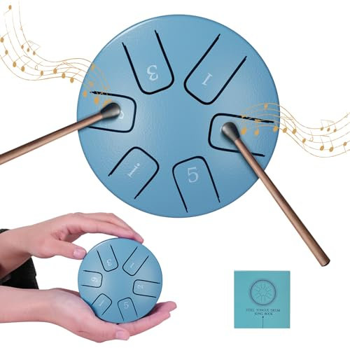SenDeluz Stahlzungentrommel 3 Zoll 6 Töne, Percussion Instrument Steel Tongue Drum, Mini Stahltrommel für Handpan Trommel für musikalische Bildung oder Baby Kinder Geschenk