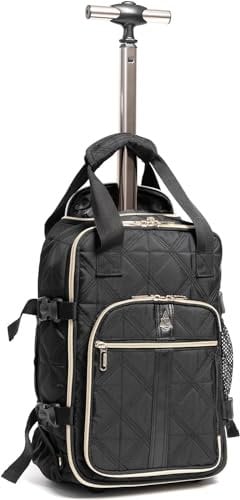 Aerolite 40x20x25 Ryanair Size Backpack Trolley Bag with 2 Wheels Recycled Eco-Friendly Cabin Luggage Approved Extendable Handle Travel Carry On Flight Rucksack with 10 Year Warranty (Quilted)