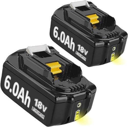 2X 18V 6.0Ah/6000mAh Batterie de Remplacement pour Makita BL1860B BL1850B BL1840 BL1830 BL1860B BL1815 BL1835 BL1860B BL1845 BL1850 194205-3 LXT-400 avec Batterie d'outil LED