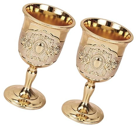 MAGICLULU Juego de 2 Copas de Whisky de Estilo Europeo Copas de Vino de Metal para Fiestas