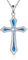 Vadmans Kreuz Kette für Damen 925 Sterling Silber 5A CZ Geburtsstein Halskette Anhänger Kreuz Schmuck Geschenke für Mädchen (C.Blue-March-Aquamarin)